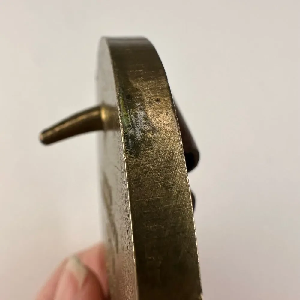Vintage 1970’s BTS Leather and Brass .22 Caliber Cartridge Slide Belt Buckle